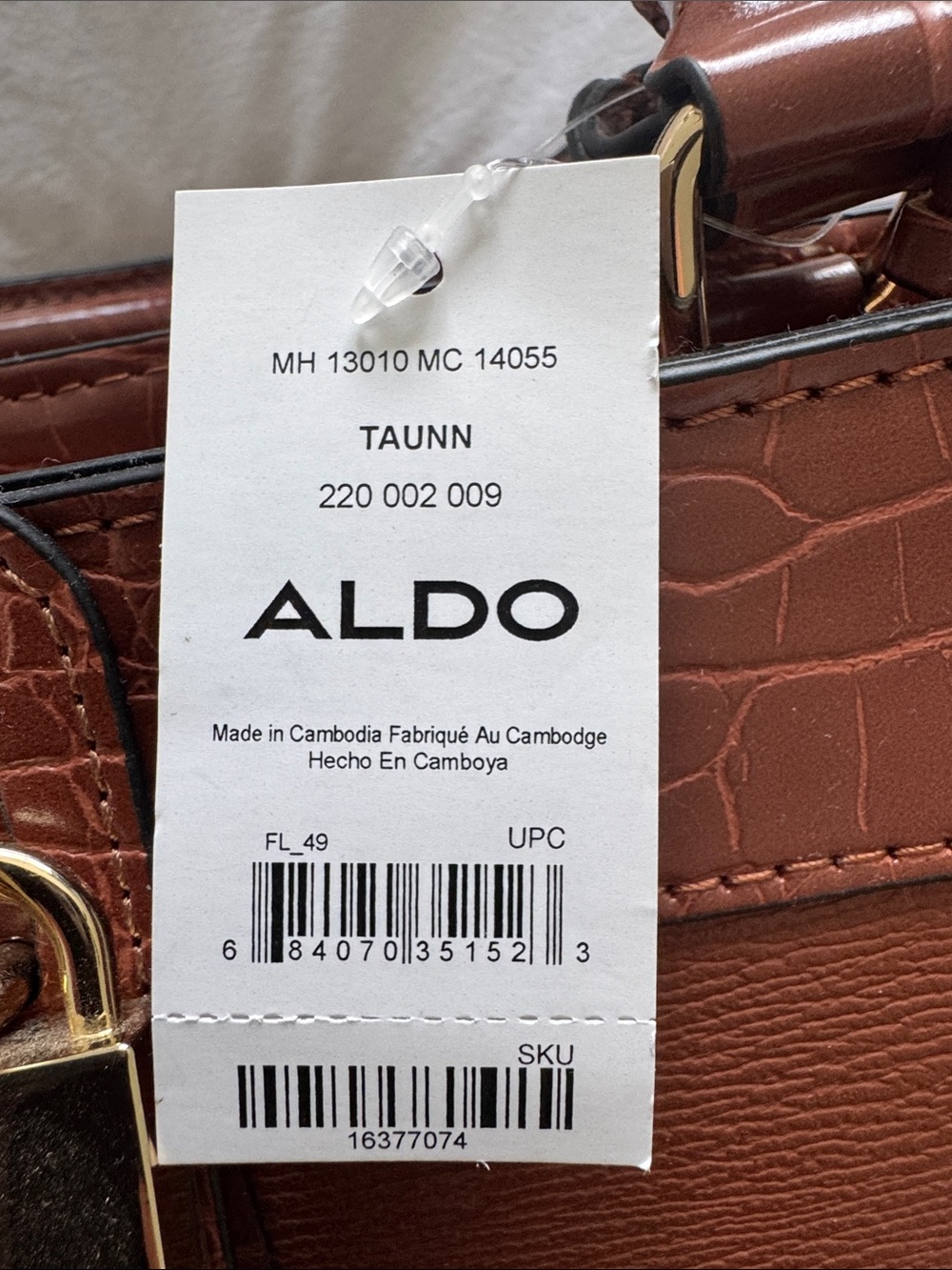 NWT Aldo Taunn Croc-Trim Top-Handle Satchel Hand Bag Purse in Rust - Picture 2 of 13
